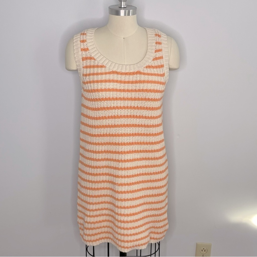 American Eagle Knit/Crochet Sleeveless Dress- Orange and Beige- Size Small- NWT